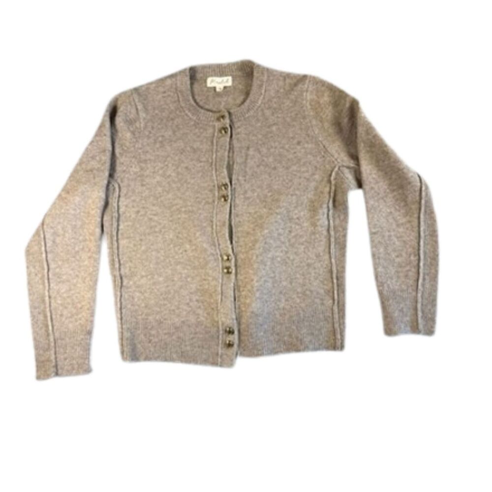 Marled Women's Cardigan Sweater Size M Taupe Gold Button Front Cropped Knit